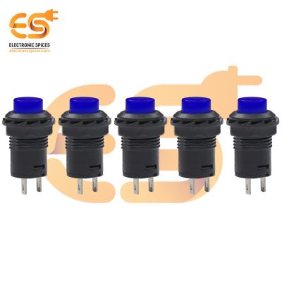 12mm Blue Push Button Switch | SPST | Momentary | AC 125V 3A / AC 250V 1.5A | Self-Lock Pack of 5